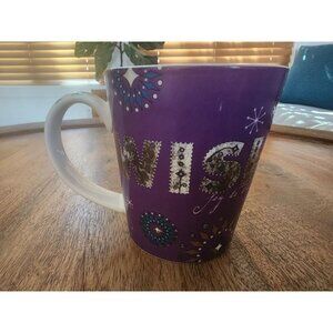 2006 Starbucks Wish Joy to the World Purple Coffee Cup Tea Mug 14oz